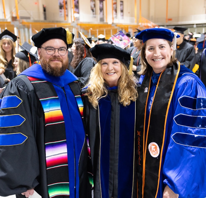 Faculty members lining up for commencement processional